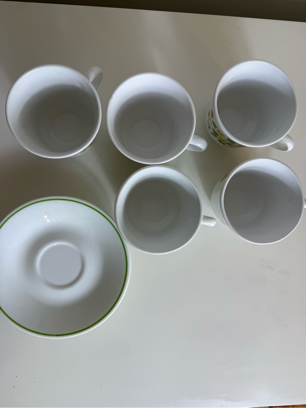 Corelle Wildflower Vintage Cup Saucer Set of 5 Corning USA White Floral Retro - Picture 4 of 8